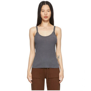 LACAUSA Women's Medium Maya Slate Gray Ribbed $45 msrp Cotton Knit Tank H8-2